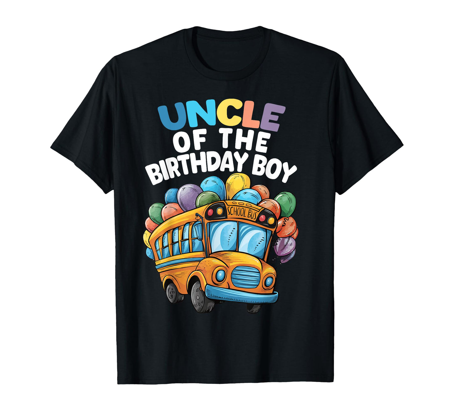 Funny Uncle Of The Birthday Boy School Bus Birthday Party T-Shirt