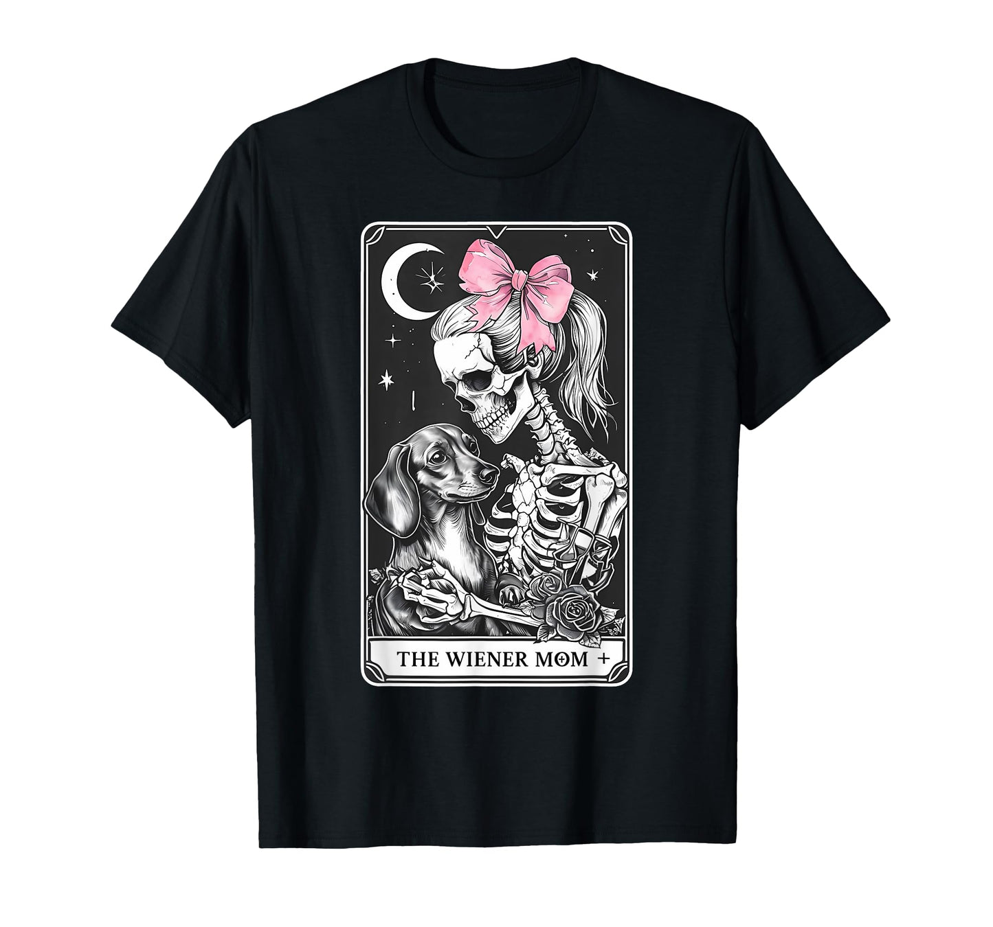 Dachshund Skeleton Tarot Card Coquette Bow Weenie Dog Mom T-Shirt for Men Women