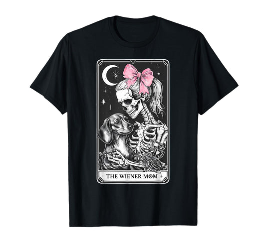 Dachshund Skeleton Tarot Card Coquette Bow Weenie Dog Mom T-Shirt for Men Women