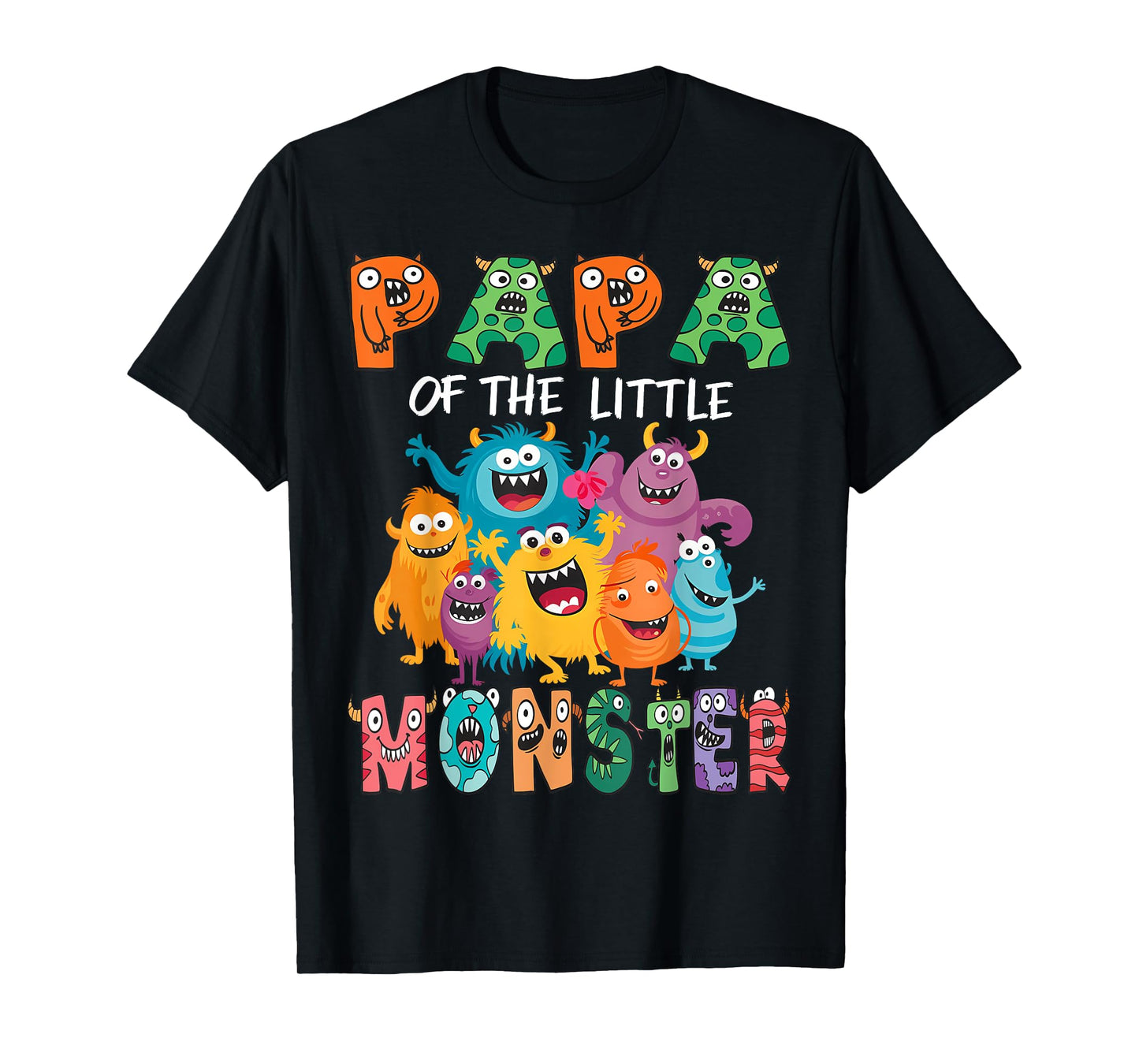 Papa Of The Little Monster Kids 1St Birthday Party T-Shirt