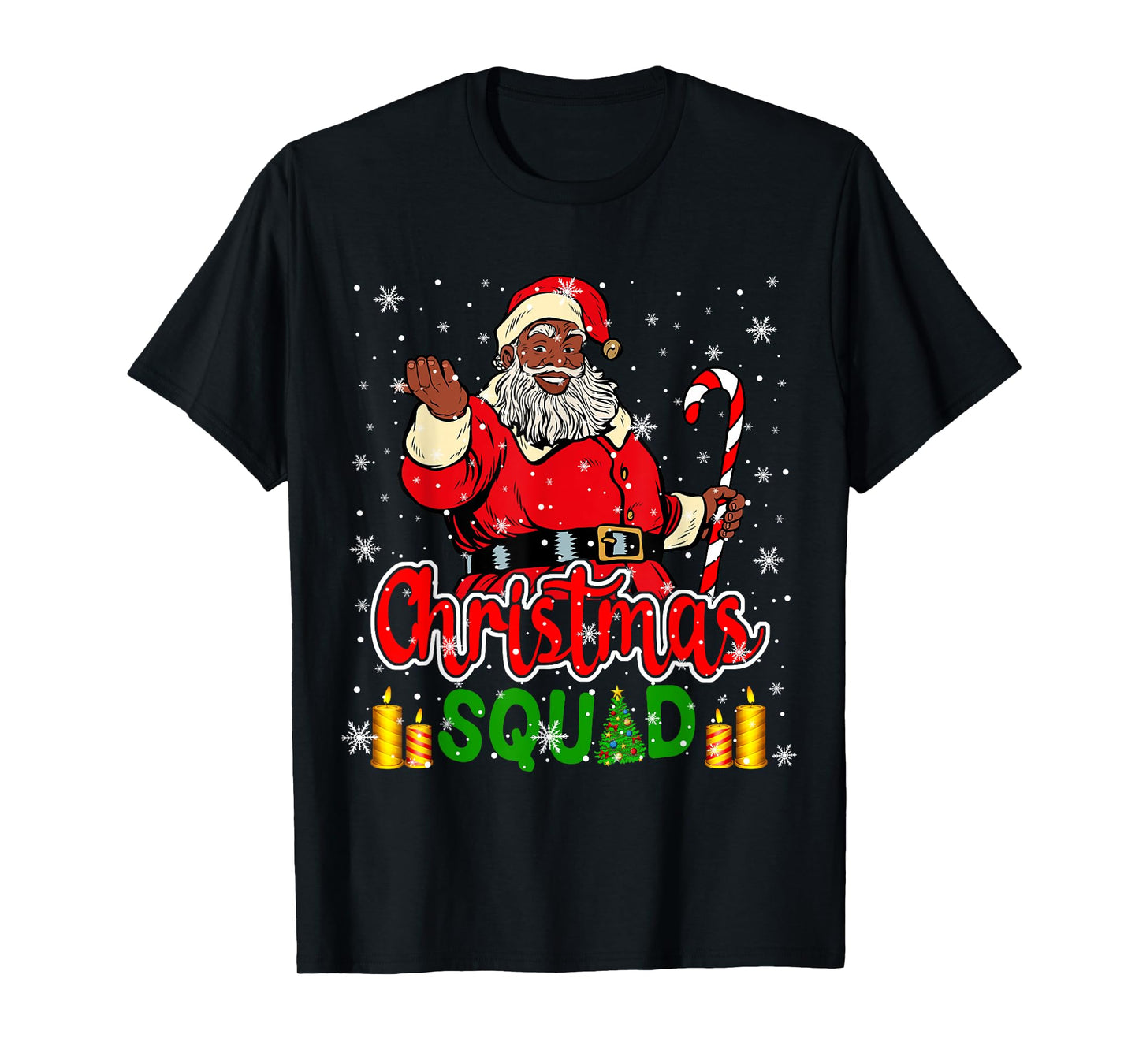 Christmas Squad Santa Afro Man Proud Black African American T-Shirt