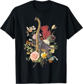 Cute Cottagecore Trex Dinosaur Flower Botanical Vintage T-Shirt