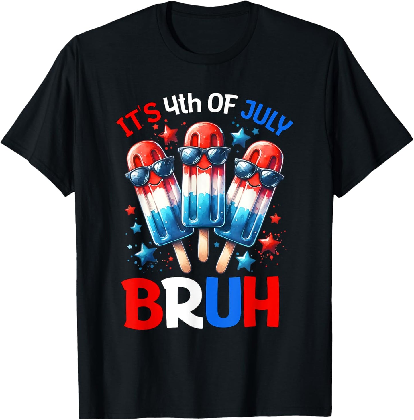 Bruh 4th Of July Boys Kids Fourth Of July Popsicle T-Shirt