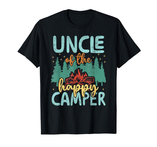 Uncle of Happy Camper 1st Birthday Party Retro Uncle T-Shirt