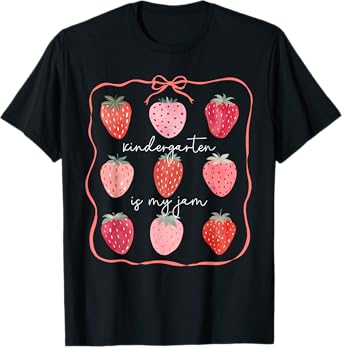 Kindergarten Is My Jam Strawberry Back to School Girls Boys T-Shirt
