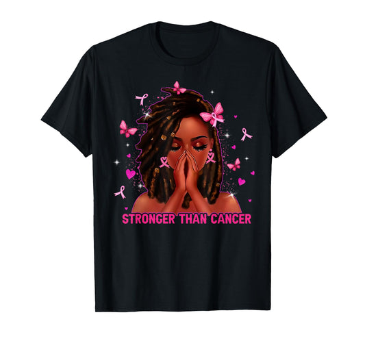 Black Women Melanin Queen Stronger Than Breast Cancer Fight T-Shirt