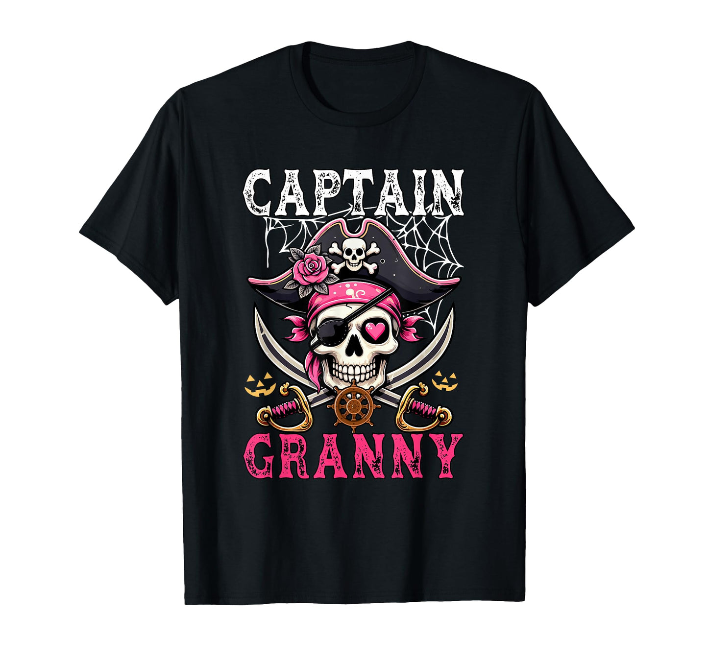 Captain Granny Halloween Skull As Pirate Floral Cute Women T-Shirt