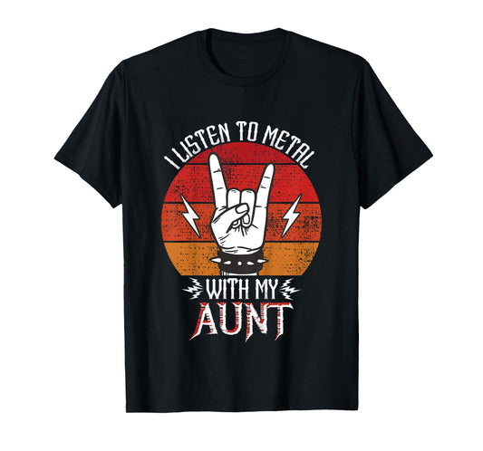 I Listen To Heavy Metal With My Aunt Kids Heavy Metal T-Shirt