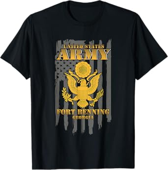 Fort Benning Georgia Ga US Army American Flag Vintage Gift Women Men T-Shirt