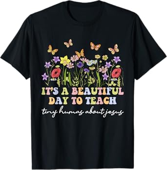 Groovy I Teach Tiny Humans About Jesus Christian Teacher T-Shirt