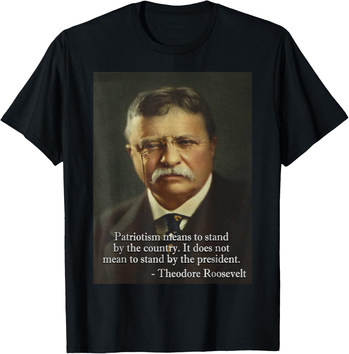 Theodore 'Teddy' Roosevelt Meme Anti Trump Unisex Black Short Sleeve Classic Fit Crew Neck T-Shirt