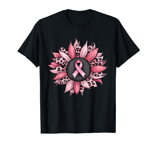 Sunflower Pink Breast Cancer Awareness Women Warrior T-Shirt