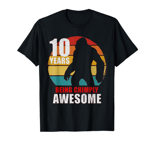 10 Years Old Being Chimply Awesome 10th Birthday Monkey T-Shirt