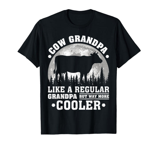 Mens Cow Grandpa Funny Moon Vintage Cow Father's Day T-Shirt
