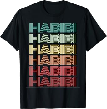 Funny Arabic Word HABIBI Retro Wife Halal Arab Yalla Wedding T-Shirt