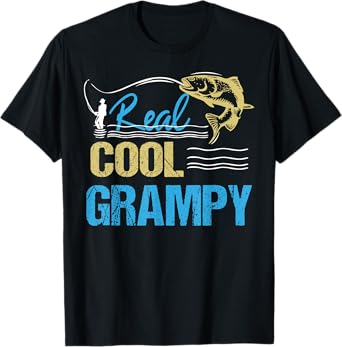 Mens Vintage Reel Cool Grampy Fishing Daddy Grandpa Fathers Day T-Shirt