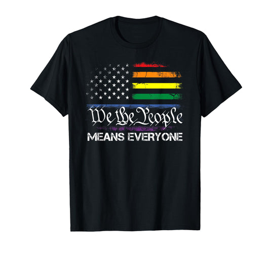 LGBT Vintage 1776 American Flag We The People Means Everyone T-Shirt