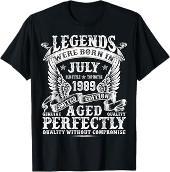 36 Year Old Birthday Gifts For Men July 1989 Birthday Funny T-Shirt