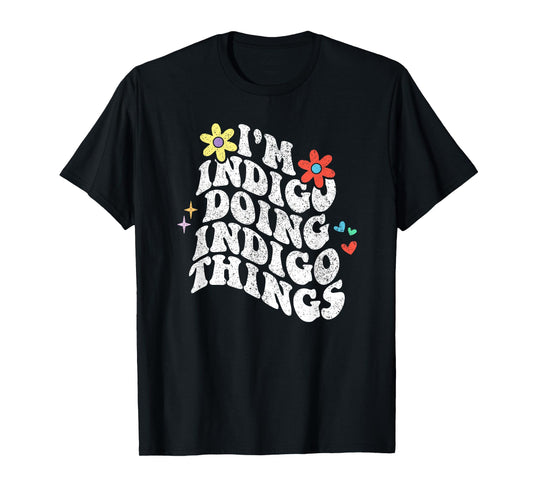 Retro Groovy Im Indigo Doing Indigo Things Funny Mothers Day T-Shirt