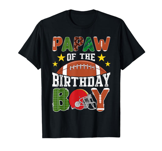 Football Papaw Of The Birthday Boy Family Matching T-Shirt