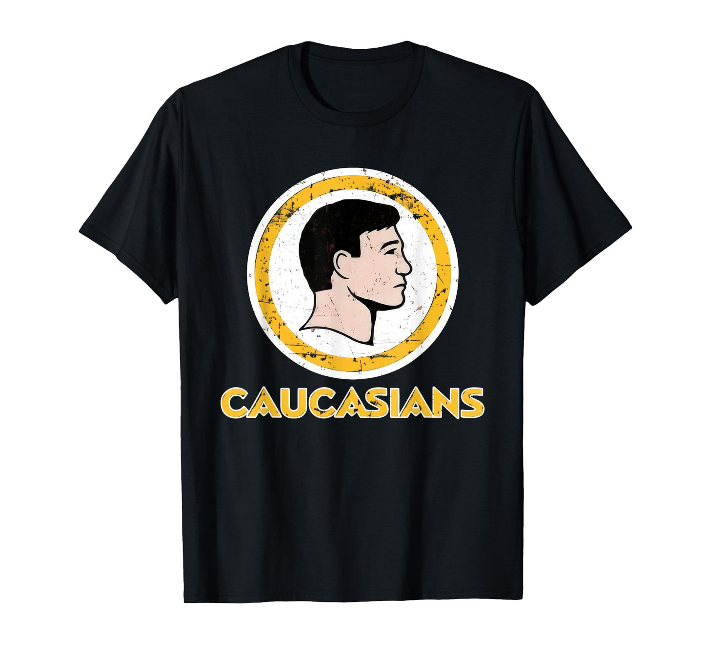 Caucasians Funny Retro Sports Logo Pun - Sarcastic Parody T-Shirt