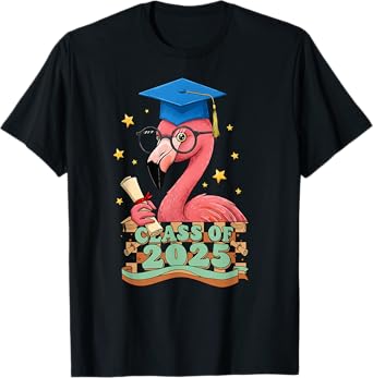 Graduate Flamingo Class Of 2025 Kids Mens Womens Graduation T-Shirt