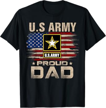 Vintage U.S Army Proud Dad With American Flag T-Shirt