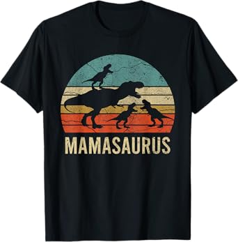 Mommy Mom Mama Dinosaur Funny 3 Three kids Mamasaurus Gift T-Shirt