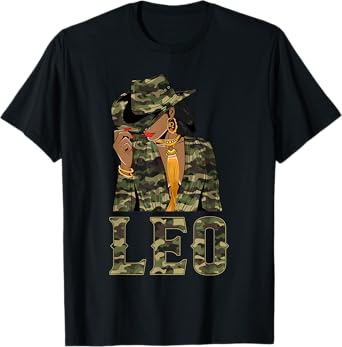Leo Black Cowgirl Retro African American Women Zodiac T-Shirt
