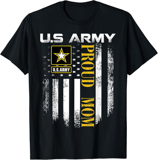 Vintage U.S. Army Proud Mom With American Flag Gift T-Shirt