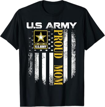 Vintage U.S. Army Proud Mom With American Flag Gift T-Shirt