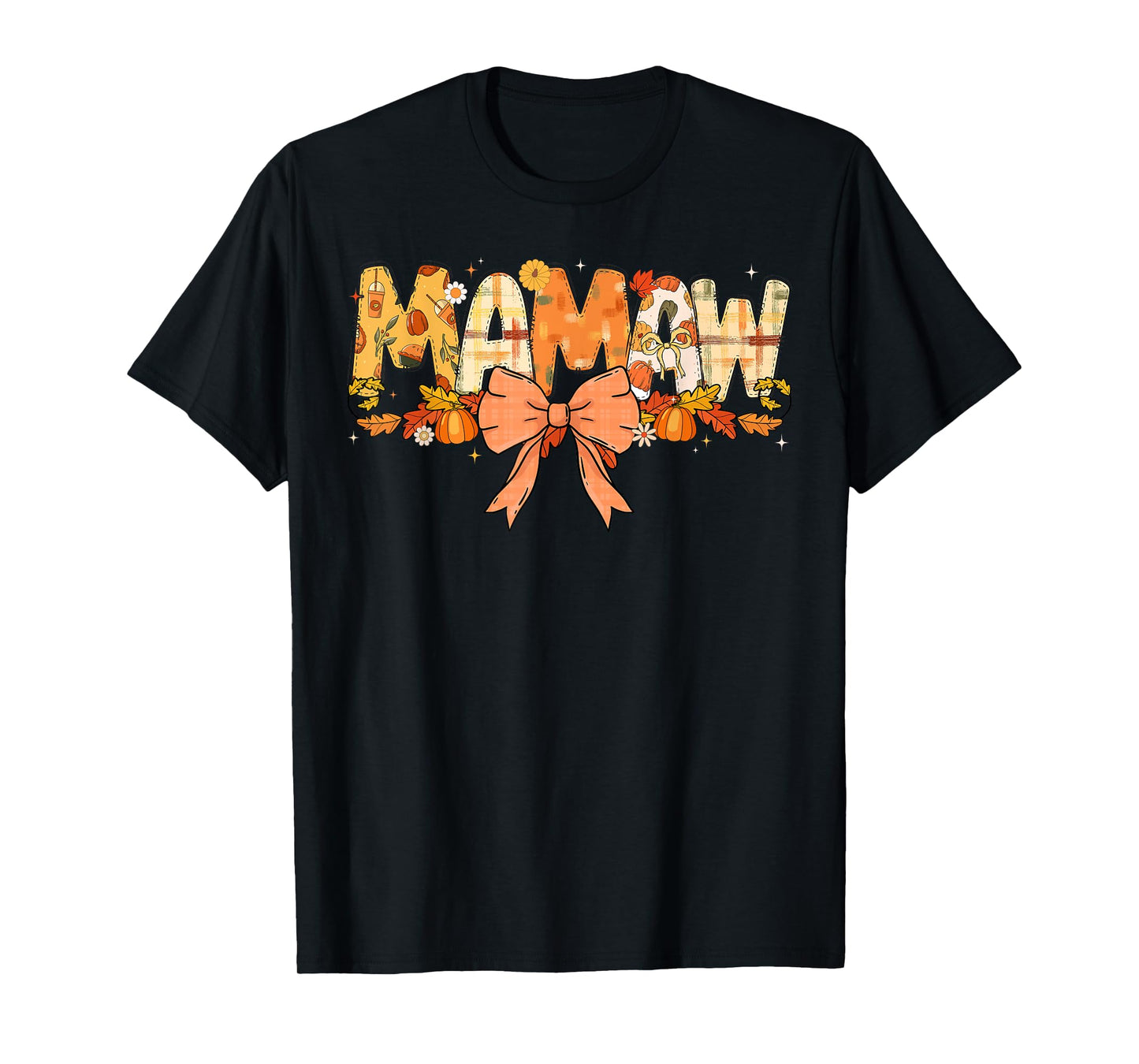 Mamaw Pumpkin Fall Coquette Bow Thanksgiving Mom Women T-Shirt