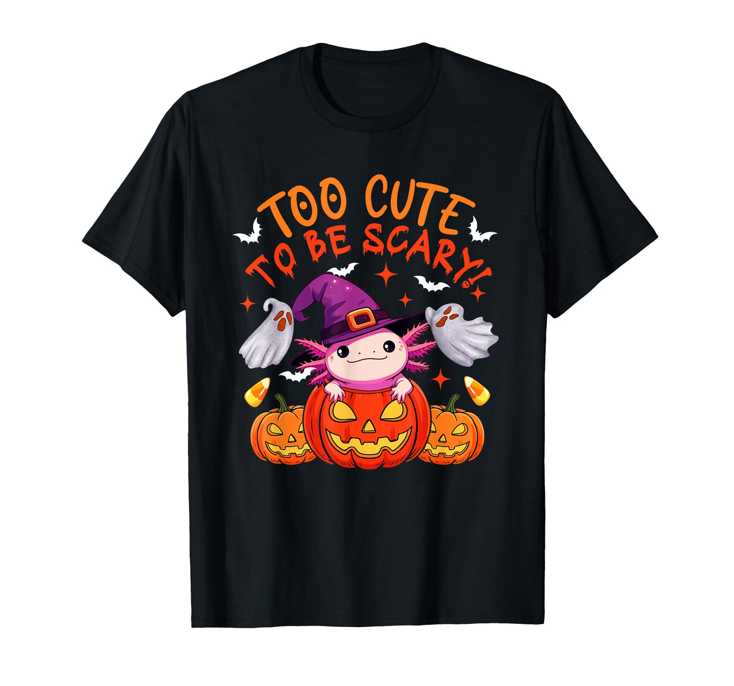 Too Cute Funny Joke Scary Halloween Axolotl Cosplay Witch T-Shirt