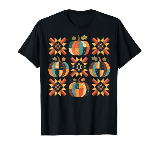Patchwork Quilter Fall Pumpkin Quilt Block Autumn Quilting T-Shirt
