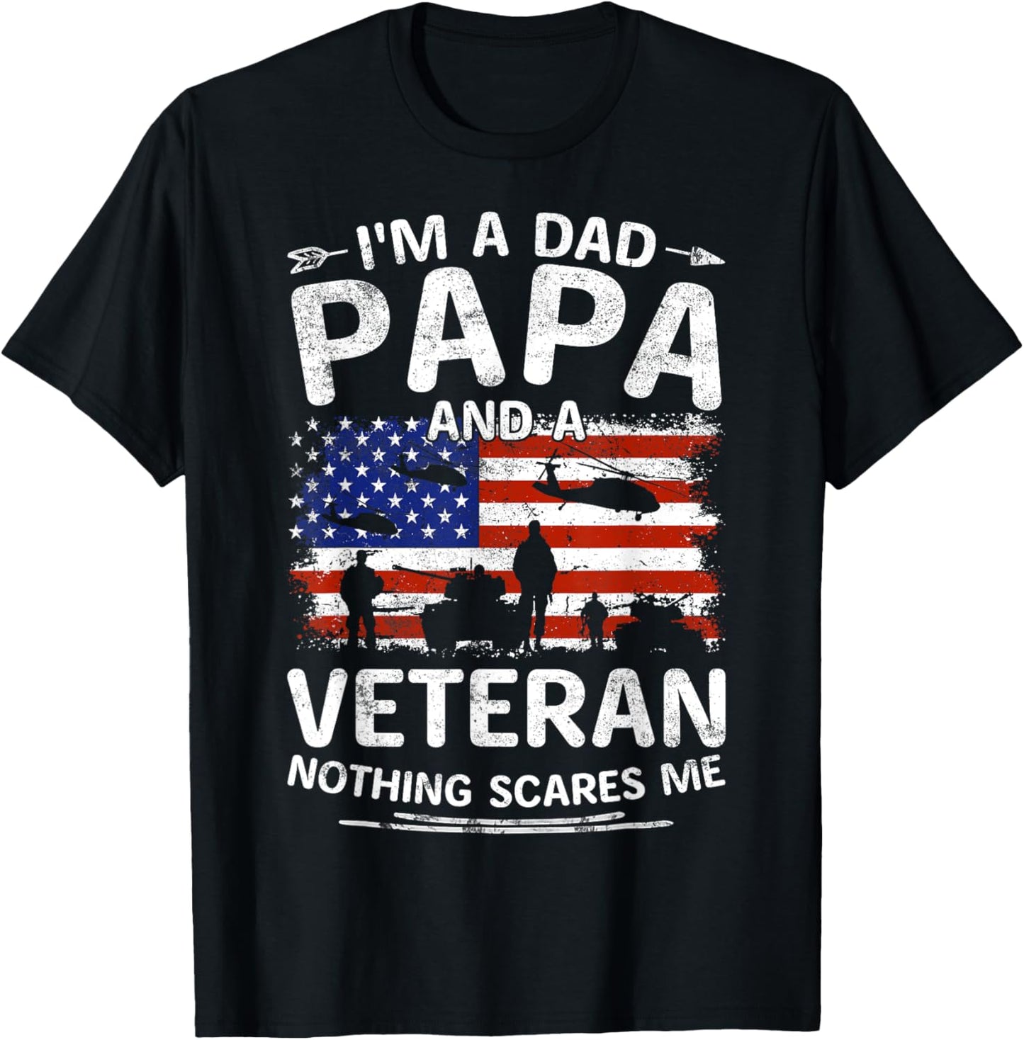 I'm A Dad Papa And Veteran Fathers Day Retro Papa Grandpa T-Shirt