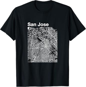 San Jose California Vintage Style Home City Street Map T-Shirt