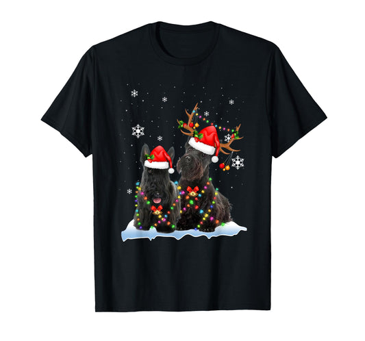 Scottish Terrier Christmas Lights Reindeer Santa Xmas Pajama T-Shirt