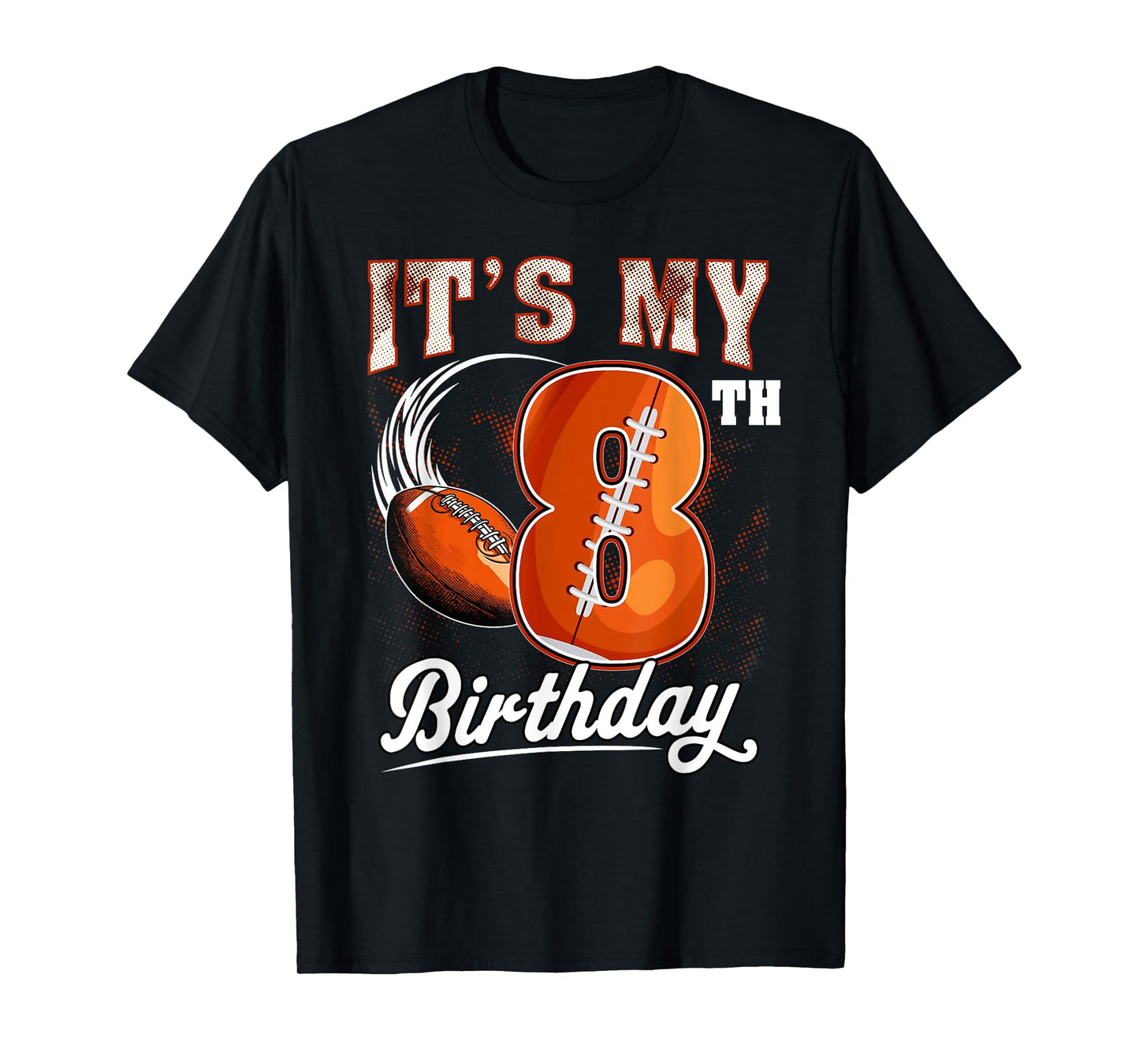 Kids 8 Year Old It's My 8th Birthday Football Themed Party T-Shirt