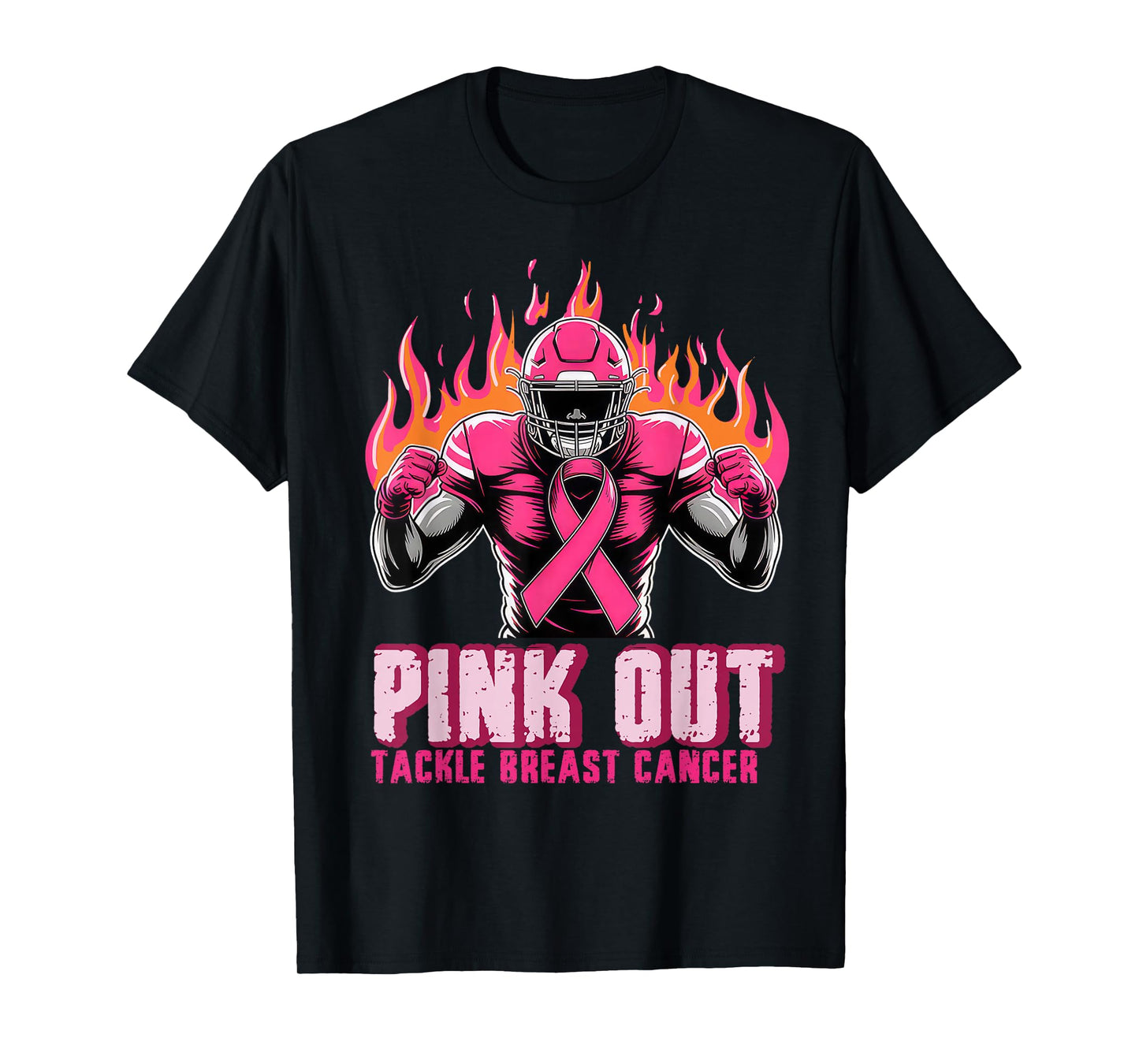Football Pink Out Team Breast Cancer Awareness Month Men Boy T-Shirt