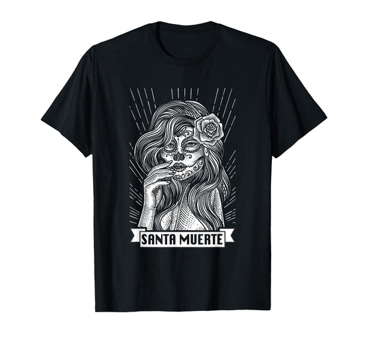 Santa Muerte Female Deity Satanic Mexican Dead Sugar Skull T-Shirt