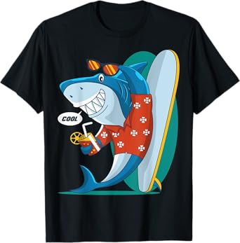 Cool Shark Surfing Design T-Shirt