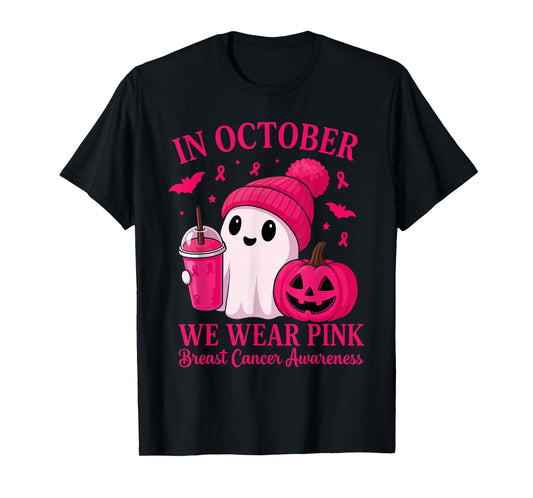 Breast Cancer Halloween Women in October We Wear Pink T-Shirt