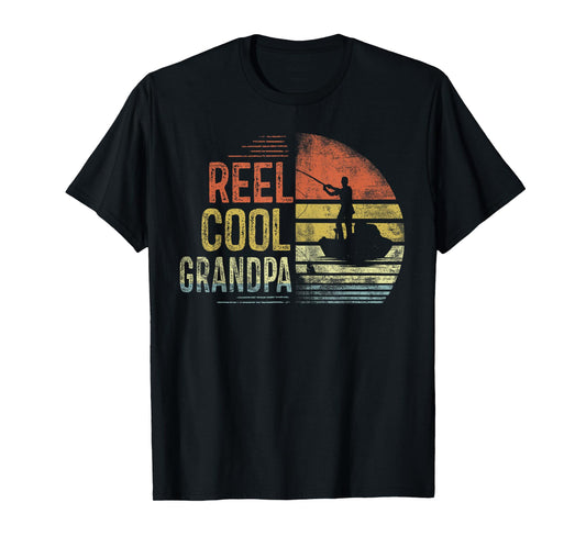 Reel Cool Grandpa Fishing Gifts Grandpa Birthday Vintage T-Shirt