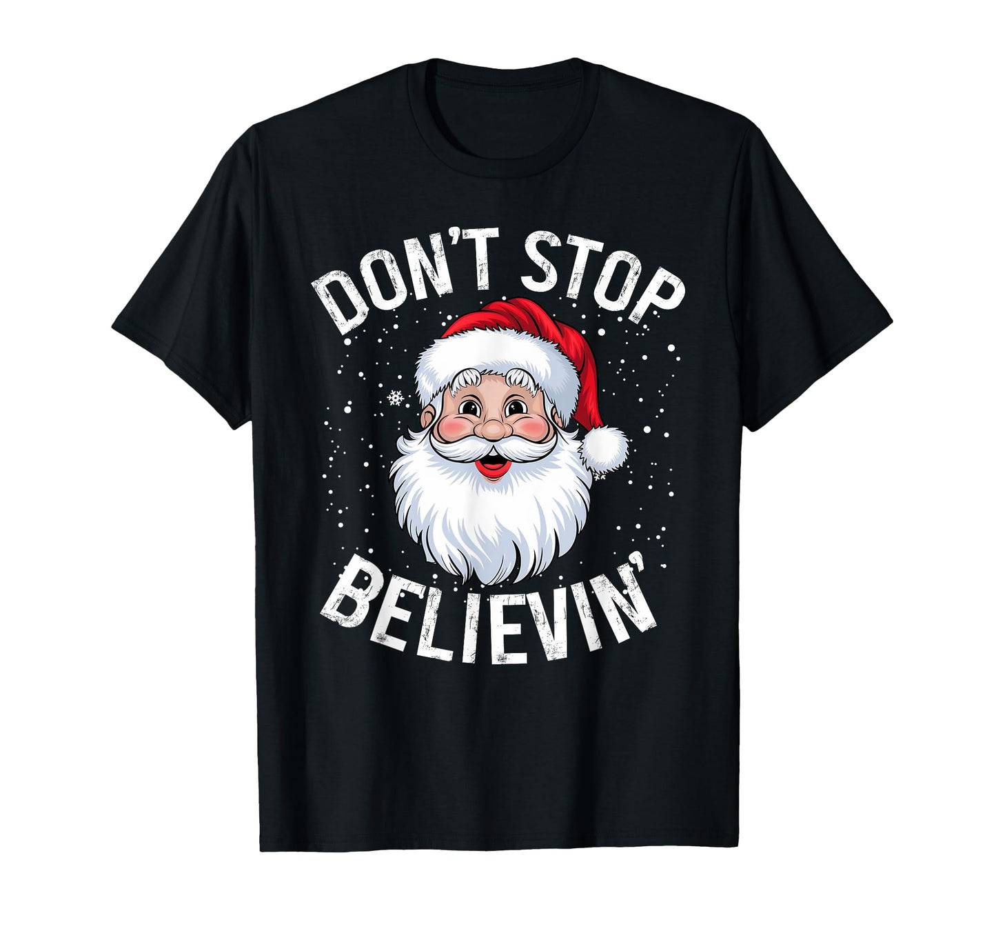 Don't Stop Believing Christmas Vintage Santa Funny Christmas T-Shirt