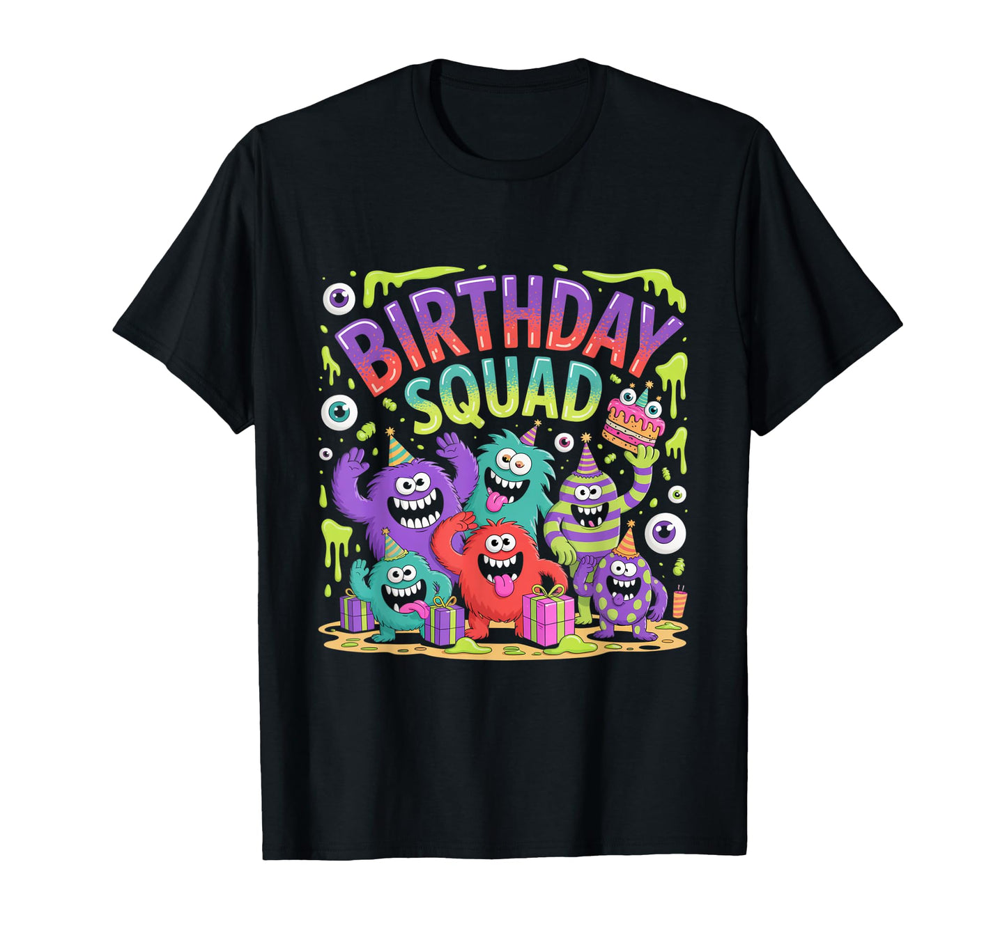 Cute Monster Birthday Squad Slime Party Crew T-Shirt