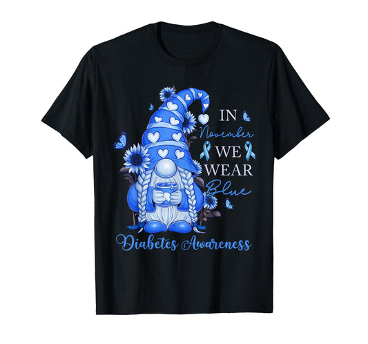 In November We Wear Ribbon Blue Diabetes Awareness Women Kid T-Shirt