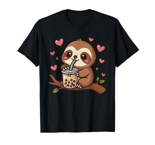 Cute Sloth Boba Tea Bubble Tea Anime Kawaii Neko Gift Idea T-Shirt