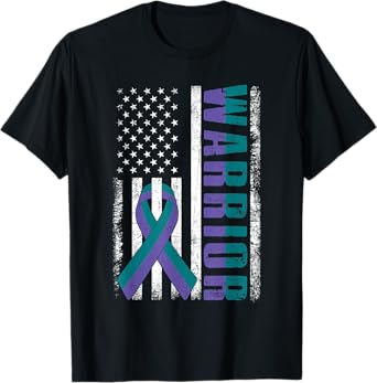 Anal Cancer Awareness Day Warrior American Flag T-Shirt for Women Men