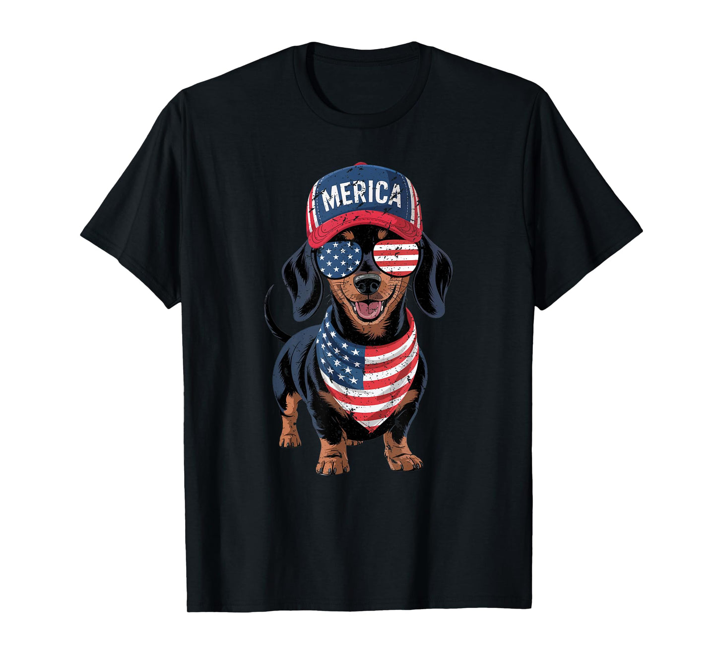 Dachshund 4th of July US American Flag Doxie Dog Patriotic Men Women Kids T-Shirt