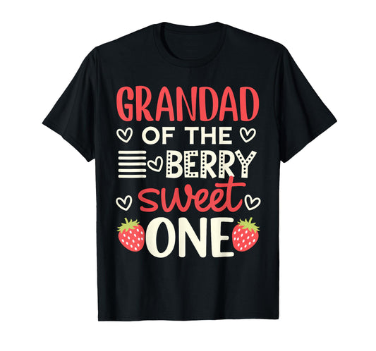 Grandad Of The Berry Sweet One Strawberry First Birthday T-Shirt